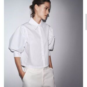 Zara ZW COLLECTION POPLIN BALLOON SLEEVE SHIRT